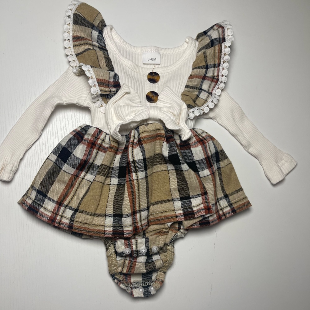 SHEIN Plaid Dress with White Top